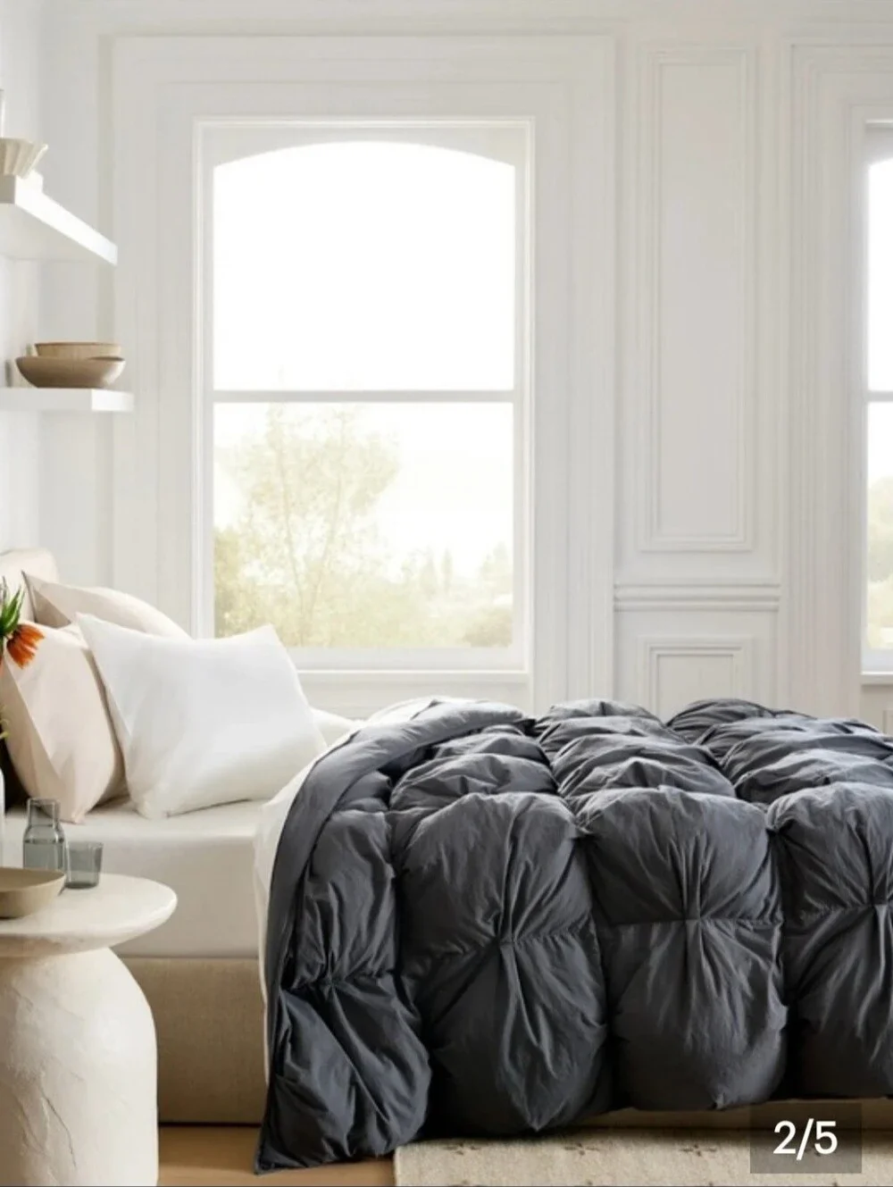 Quince DUSK Pintuck Comforter Organic Cotton King/Cal King Matte Lofty Cozy